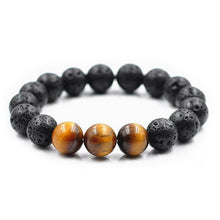 Load image into Gallery viewer, Men 12MM Natural Lava Stone Tiger Eye Beaded Diffuser Bracelets Charm Jewelry
