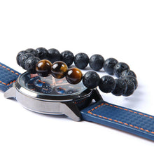 Load image into Gallery viewer, Men 12MM Natural Lava Stone Tiger Eye Beaded Diffuser Bracelets Charm Jewelry
