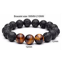 Load image into Gallery viewer, Men 12MM Natural Lava Stone Tiger Eye Beaded Diffuser Bracelets Charm Jewelry

