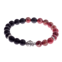 Load image into Gallery viewer, Men And Women Color Natural Stone Beads Silver Buddha Hand 8MM Fashion Bracelets
