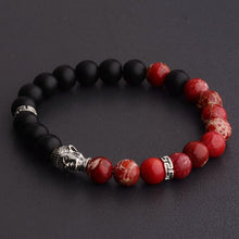 Load image into Gallery viewer, Men And Women Color Natural Stone Beads Silver Buddha Hand 8MM Fashion Bracelets
