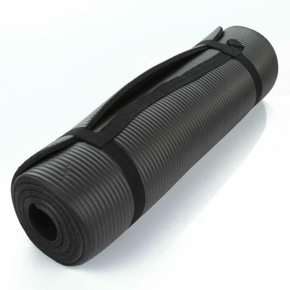 New 10mm Thick Non-Slip Yoga Mat Pad Exercise Fitness Light Weight 72 x24  Black