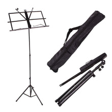 Load image into Gallery viewer, New Black Adjustable Folding Sheet Music Stands with Bag
