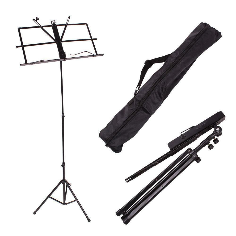 New Black Adjustable Folding Sheet Music Stands with Bag
