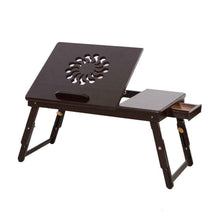 Load image into Gallery viewer, Portable Folding Laptop Desk Bamboo Breakfast Serving Tray Bed Table Tilting Top
