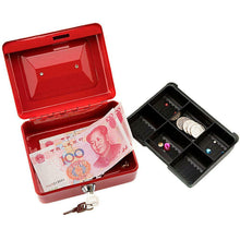 Load image into Gallery viewer, Stainless Steel Tiered Cash Money Box Lock Locking Bank Safe Key Security Tray
