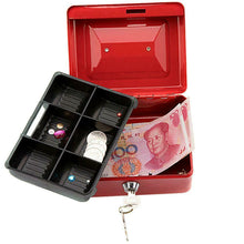 Load image into Gallery viewer, Stainless Steel Tiered Cash Money Box Lock Locking Bank Safe Key Security Tray
