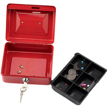 Load image into Gallery viewer, Stainless Steel Tiered Cash Money Box Lock Locking Bank Safe Key Security Tray
