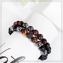 Load image into Gallery viewer, Triple Protection Luck Hematite Beads Black Obsidian Tiger&#39;s Eye Stone Bracelets
