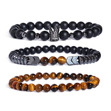 Load image into Gallery viewer, Triple Protection Luck Hematite Beads Black Obsidian Tiger&#39;s Eye Stone Bracelets
