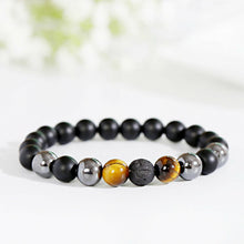 Load image into Gallery viewer, Triple Protection Luck Hematite Beads Black Obsidian Tiger&#39;s Eye Stone Bracelets
