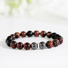 Load image into Gallery viewer, Triple Protection Luck Hematite Beads Black Obsidian Tiger&#39;s Eye Stone Bracelets
