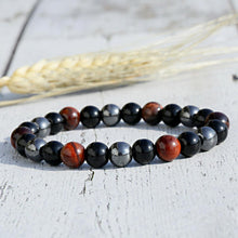 Load image into Gallery viewer, Triple Protection Luck Hematite Beads Black Obsidian Tiger&#39;s Eye Stone Bracelets
