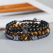 Load image into Gallery viewer, Triple Protection Luck Hematite Beads Black Obsidian Tiger&#39;s Eye Stone Bracelets
