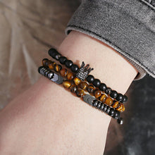 Load image into Gallery viewer, Triple Protection Luck Hematite Beads Black Obsidian Tiger&#39;s Eye Stone Bracelets
