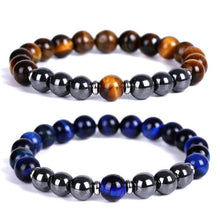 Load image into Gallery viewer, Triple Protection Luck Hematite Beads Black Obsidian Tiger&#39;s Eye Stone Bracelets
