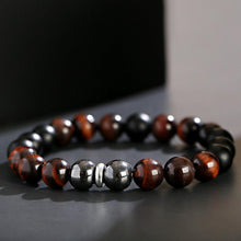 Load image into Gallery viewer, Triple Protection Luck Hematite Beads Black Obsidian Tiger&#39;s Eye Stone Bracelets
