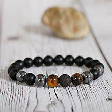 Load image into Gallery viewer, Triple Protection Luck Hematite Beads Black Obsidian Tiger&#39;s Eye Stone Bracelets
