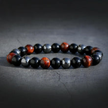 Load image into Gallery viewer, Triple Protection Luck Hematite Beads Black Obsidian Tiger&#39;s Eye Stone Bracelets
