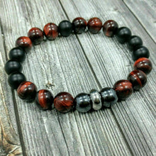 Load image into Gallery viewer, Triple Protection Luck Hematite Beads Black Obsidian Tiger&#39;s Eye Stone Bracelets
