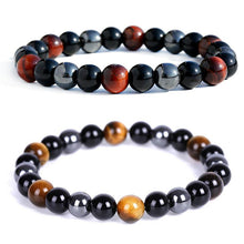 Load image into Gallery viewer, Triple Protection Luck Hematite Beads Black Obsidian Tiger&#39;s Eye Stone Bracelets
