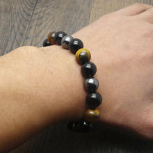 Load image into Gallery viewer, Triple Protection Luck Hematite Beads Black Obsidian Tiger&#39;s Eye Stone Bracelets
