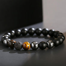 Load image into Gallery viewer, Triple Protection Luck Hematite Beads Black Obsidian Tiger&#39;s Eye Stone Bracelets
