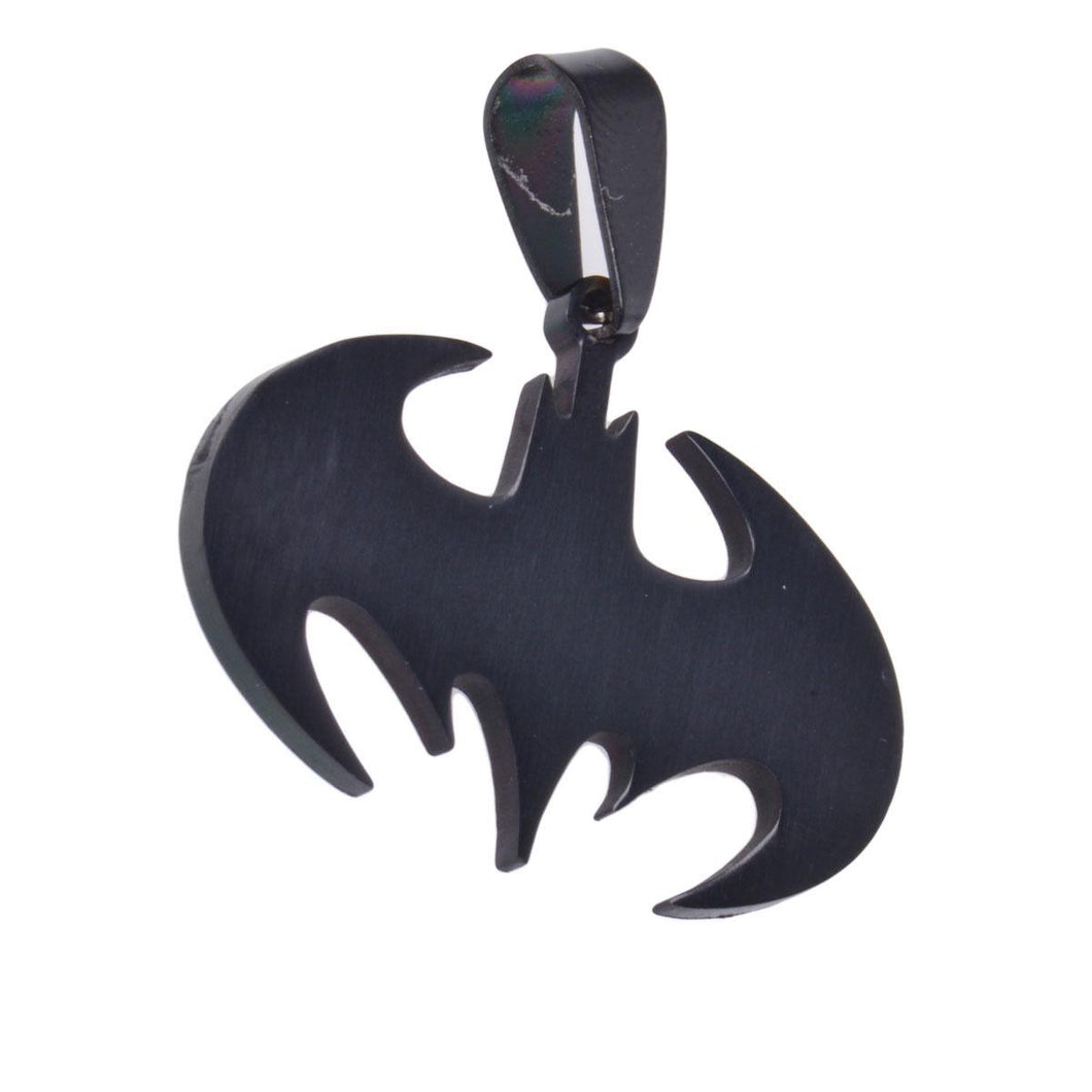 Unisex Women Men Bat Batman Pendant Necklace Black Alloy Stainless Steel Charm