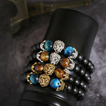 Load image into Gallery viewer, Vintage Crown Lion Head Bracelet Luxury Tiger Eye Stone Bead Bracelets Jewelry

