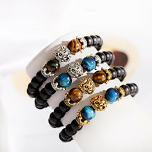 Load image into Gallery viewer, Vintage Crown Lion Head Bracelet Luxury Tiger Eye Stone Bead Bracelets Jewelry
