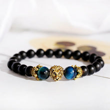 Load image into Gallery viewer, Vintage Crown Lion Head Bracelet Luxury Tiger Eye Stone Bead Bracelets Jewelry
