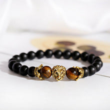 Load image into Gallery viewer, Vintage Crown Lion Head Bracelet Luxury Tiger Eye Stone Bead Bracelets Jewelry
