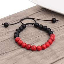 Load image into Gallery viewer, Yoga Red and Black Matte Agate Beaded Bracelets Mala Energy Bracelets Jewelry Gift
