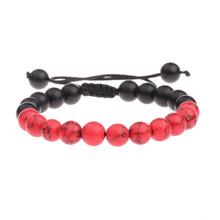 Load image into Gallery viewer, Yoga Red and Black Matte Agate Beaded Bracelets Mala Energy Bracelets Jewelry Gift
