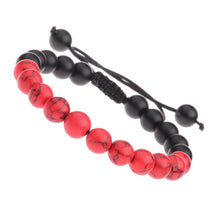 Load image into Gallery viewer, Yoga Red and Black Matte Agate Beaded Bracelets Mala Energy Bracelets Jewelry Gift
