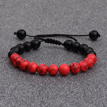 Load image into Gallery viewer, Yoga Red and Black Matte Agate Beaded Bracelets Mala Energy Bracelets Jewelry Gift

