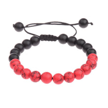 Load image into Gallery viewer, Yoga Red and Black Matte Agate Beaded Bracelets Mala Energy Bracelets Jewelry Gift
